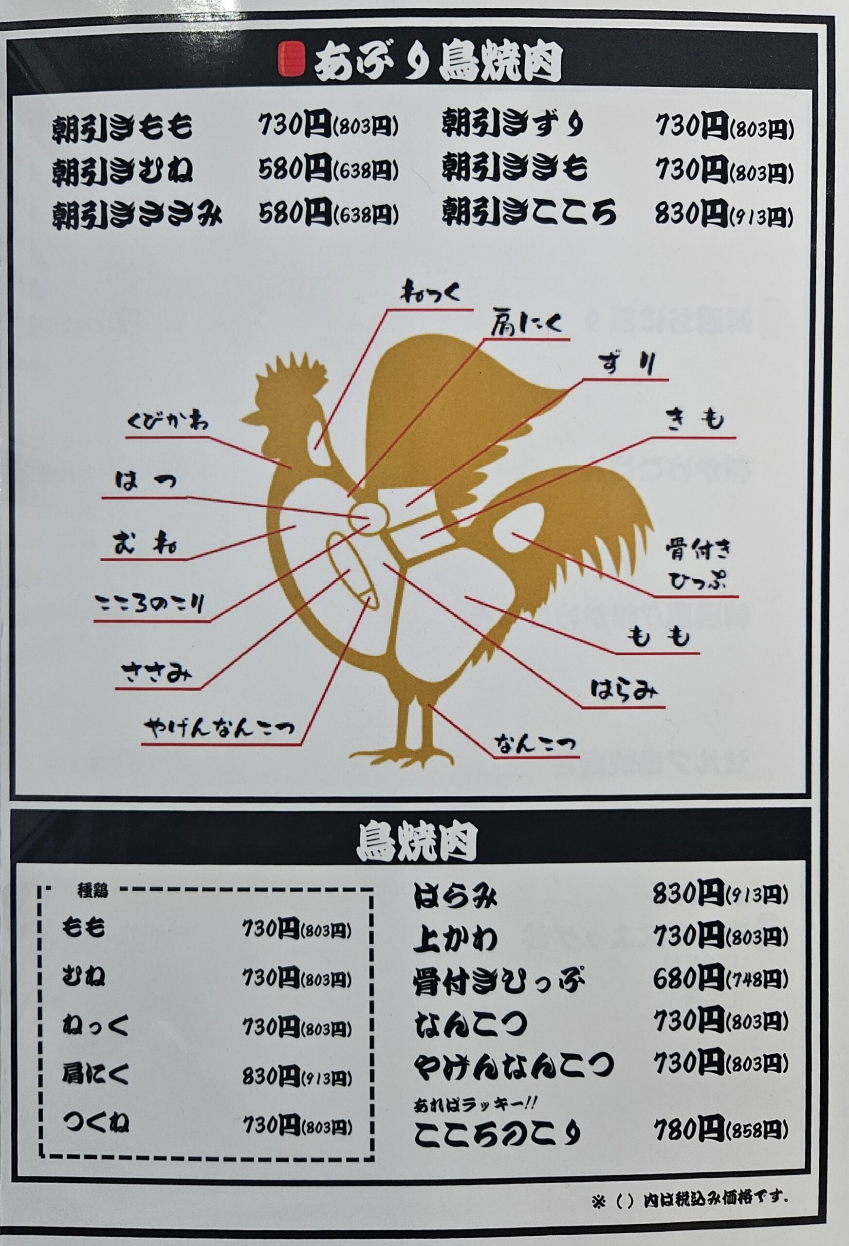 あぶり鳥焼肉BANBAN　メニュー