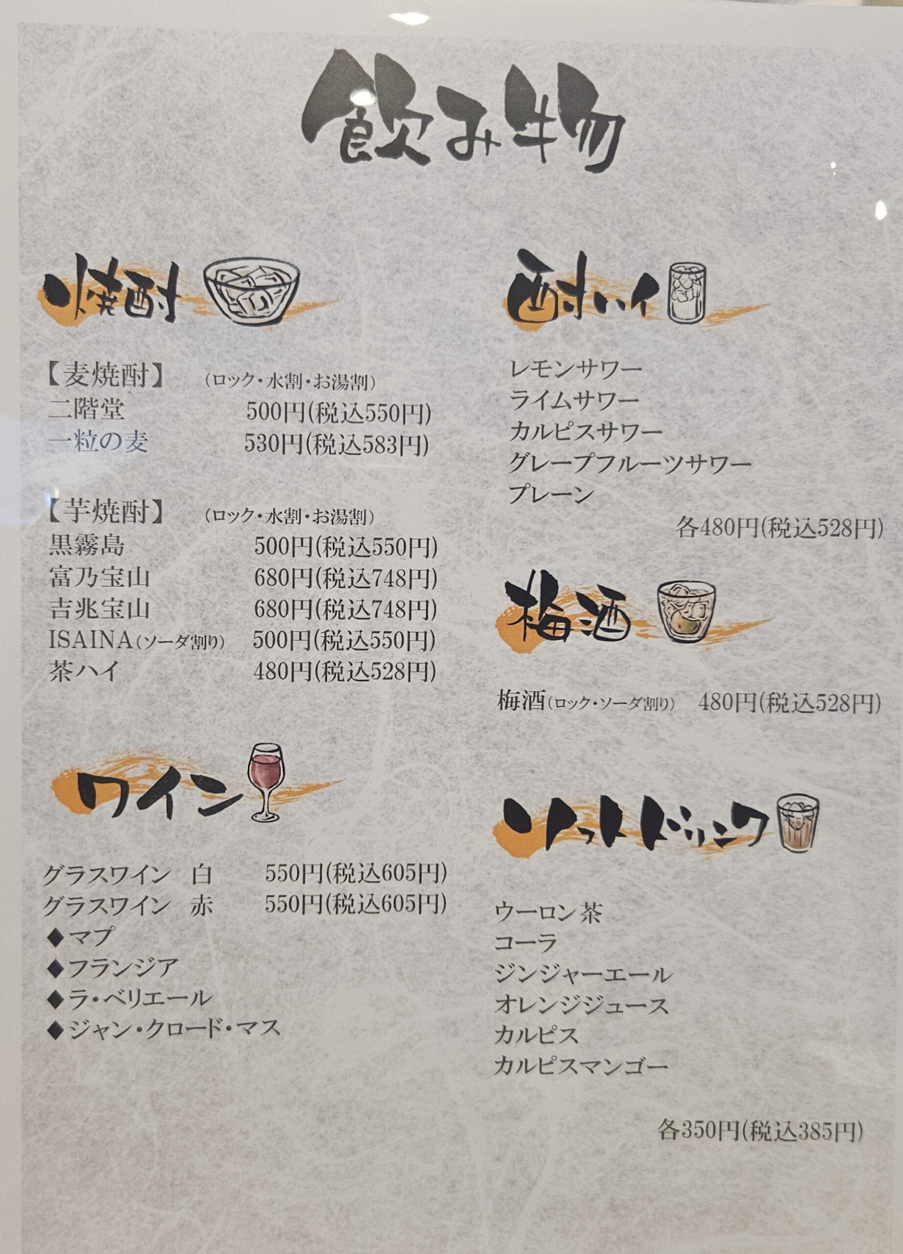 まる惣　メニュー