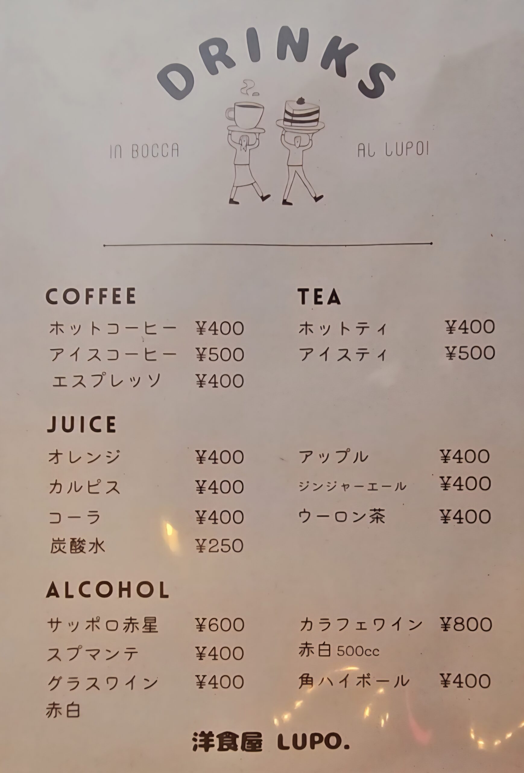 LUPO.　メニュー