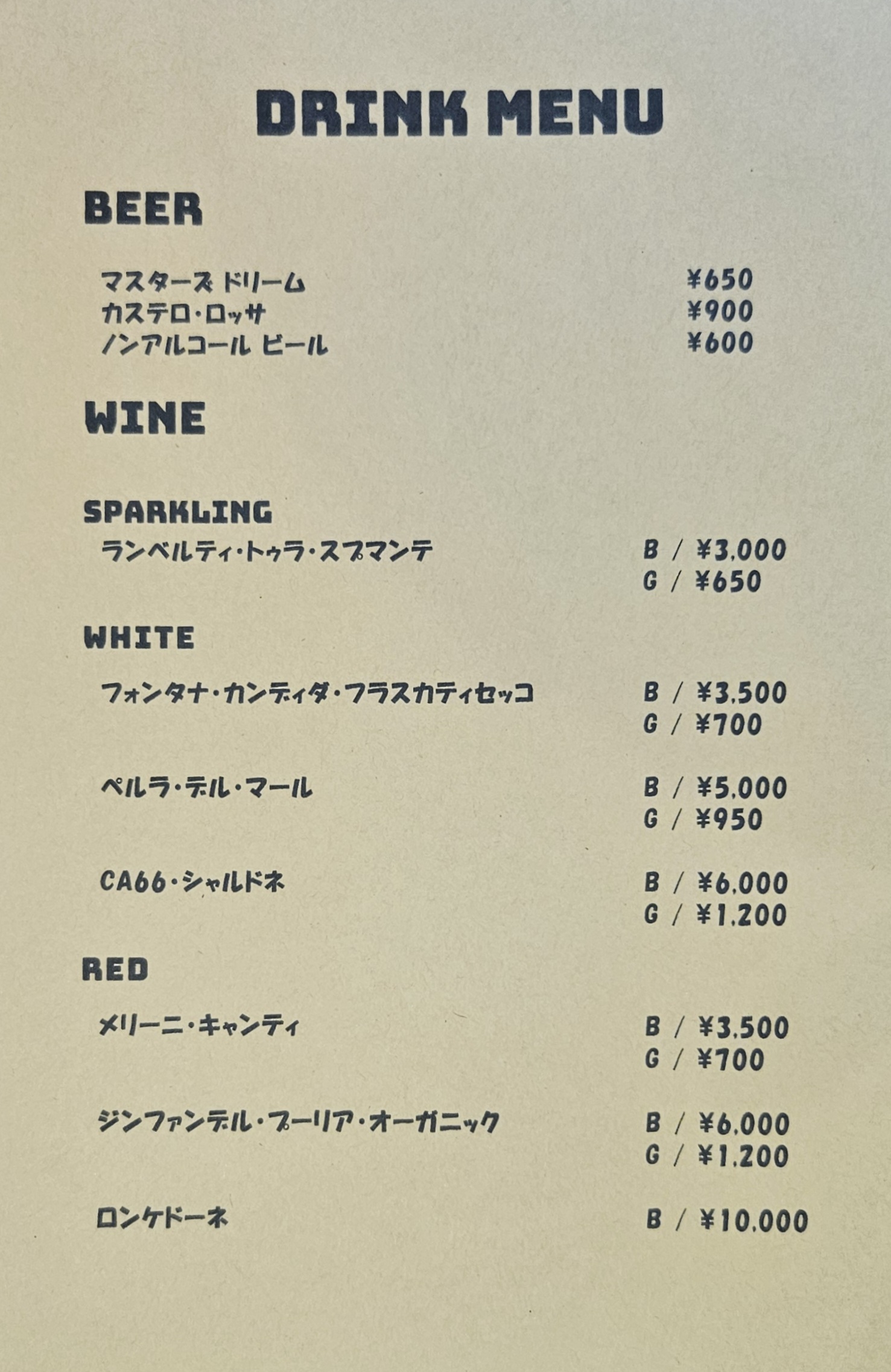 ピッツェリア ヴィアッジョ メニュー